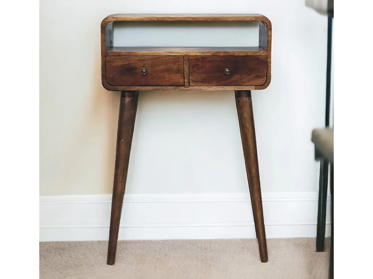 Consola* Artisan Furniture Mini consola curva cinza desbotado Castanho