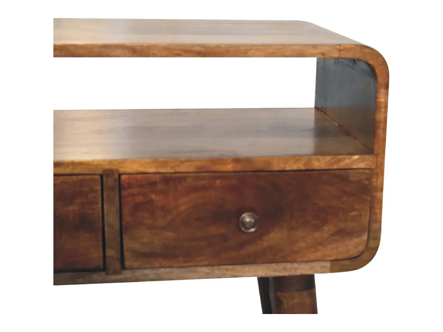 Consola* Artisan Furniture Mini consola curva cinza desbotado Castanho