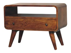 Móvel De Tv* Artisan Furniture Unidade de TV Mini Curva em Castanheiro em Madeira Maciça Castanho