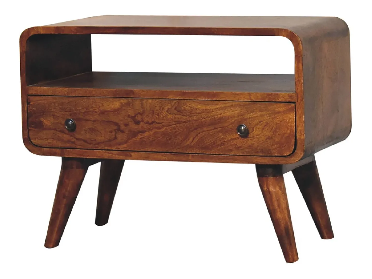 Móvel De Tv* Artisan Furniture Unidade de TV Mini Curva em Castanheiro em Madeira Maciça Castanho