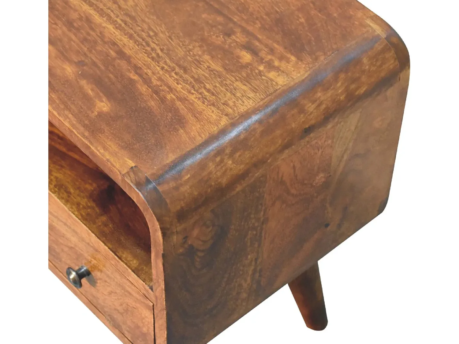 Móvel De Tv* Artisan Furniture Unidade de TV Mini Curva em Castanheiro em Madeira Maciça Castanho