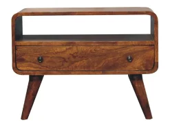 Móvel De Tv* Artisan Furniture Unidade de TV Mini Curva em Castanheiro em Madeira Maciça Castanho