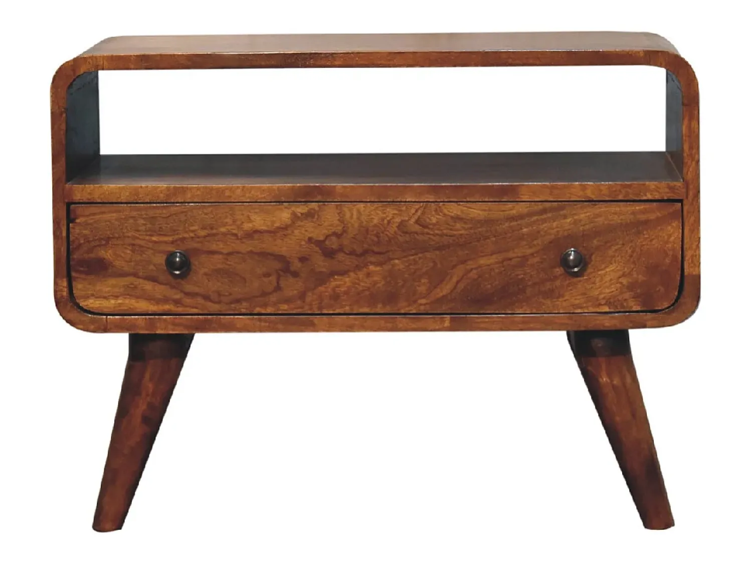 Móvel De Tv* Artisan Furniture Unidade de TV Mini Curva em Castanheiro em Madeira Maciça Castanho