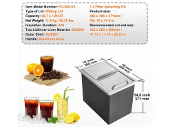 Sale Baú de Gelo SucceBuy, 45,7 x 30,5 x 36,5 cm, em Aço Inoxidável, com Tampa, Caixa de Gelo Prateado