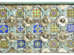 Giner y colomer Baú de madeira Manguier com detalhes s e multicoloridos^ Acessórios De Arrumação