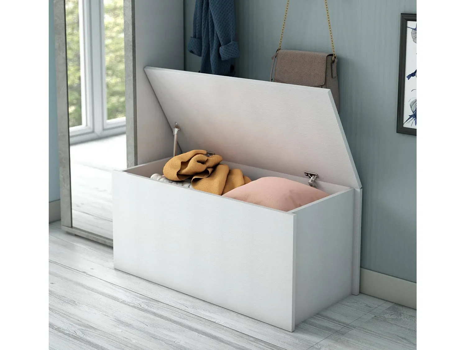 Dmora Baú Ditalen, caixa de armazenamento grande multiuso, baú moderno, 100% fabricado na Itália, 90x45h45 cm,^ Acessórios De Arrumação