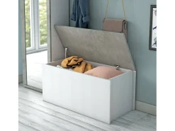Dmora Baú Ditalen, Grande caixa de armazenamento multiuso, Baú moderno, 100% Fabricado na Itália, 90x45h45 cm, e Cimento^ Acessórios De Arrumação