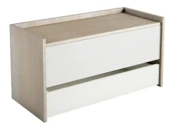 Sale Dmora Baú Lantana, Móvel de entrada moderno com sapateira, Baú com dois recipientes, 100% Fabricado na Itália, 90x40h46 cm, Branco e Carvalho Natural claro