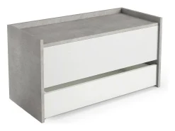 Dmora Baú Lantana, Móvel de entrada moderno com sapateira, Baú com dois recipientes, 100% Fabricado na Itália, 90x40h46 cm, Branco e Cimento^ Móvel De Arrumação|Sapateira