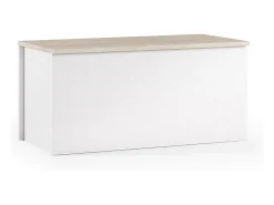 Outlet Dmora Baú Miltonia, caixa de arrumação grande multiuso, baú moderno, 100% Fabricado na Itália, 90x45h45 cm, e Carvalho Branco
