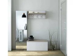 Outlet Dmora Baú Miltonia, caixa de arrumação grande multiuso, baú moderno, 100% Fabricado na Itália, 90x45h45 cm, e Carvalho Branco