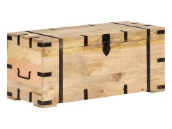 Acessórios De Arrumação*vidaxl Baú 90x40x40 cm madeira de mangueira maciça Natural claro
