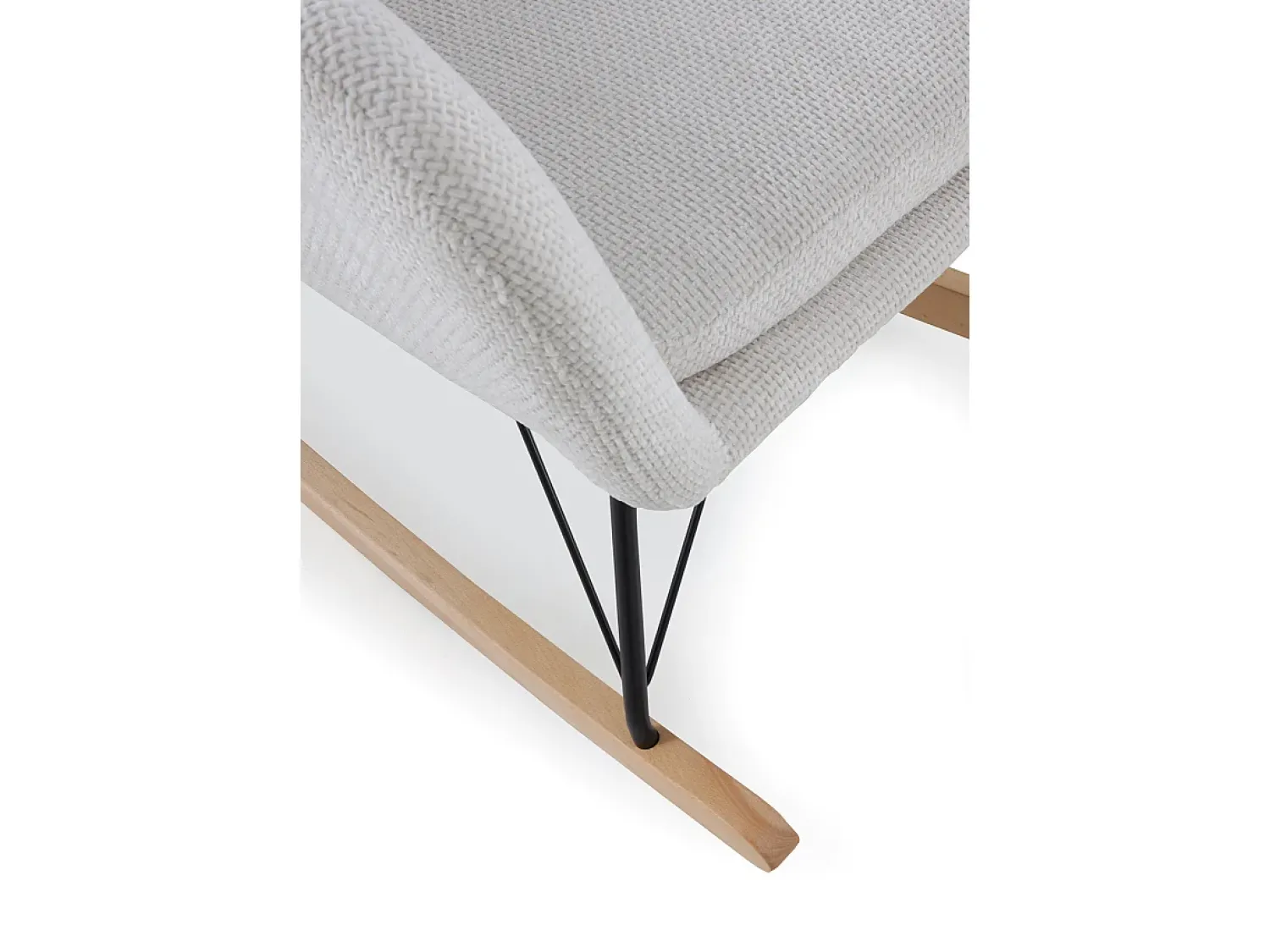 Poltrona| Balanço estofado em chenille e pernas metálicas Branco