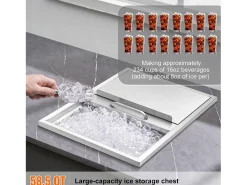 Balde de Gelo SucceBuy, 55,23 L, 61x46x33 cm, Geladeira de Aço Inoxidável com Tampa Deslizante, para Cozinha Exterior Vinho Cerveja^ Acessório Vinho E Bar