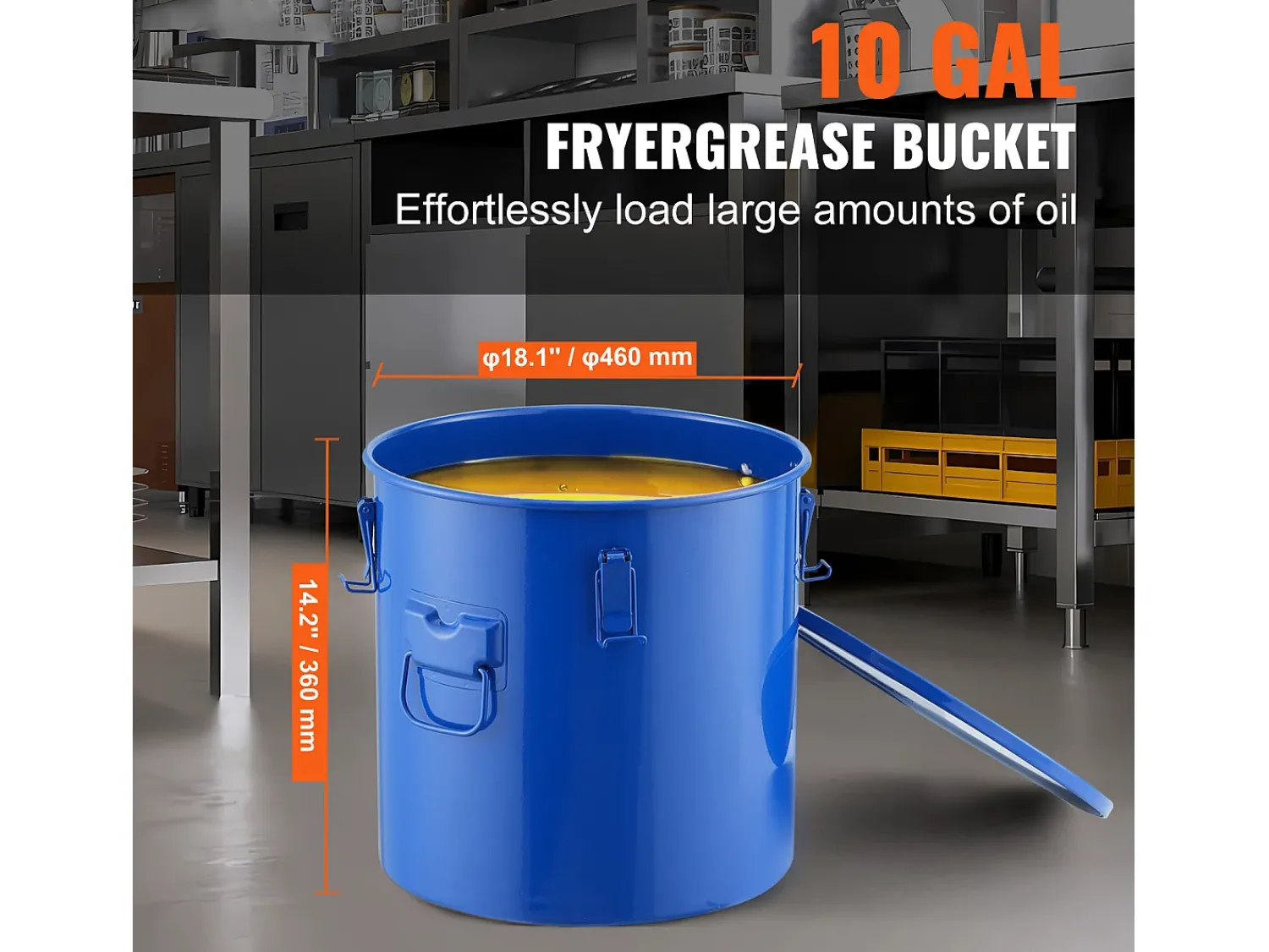Acessório Vinho E Bar* Balde de Graxa SucceBuy para Frigideira, 37 L, Bacio de Óleo com Bolsa Filtro, , Aço Carbono com Revestimento Antiferrugem Azul