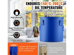 Acessório Vinho E Bar* Balde de Graxa SucceBuy para Frigideira, 37 L, Bacio de Óleo com Bolsa Filtro, , Aço Carbono com Revestimento Antiferrugem Azul