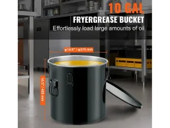 Balde de Graxa SucceBuy para Frigideira, Balde de 37 L com Bolsa Filtro, , Aço Carbono com Revestimento Antiferrugem Preto