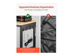 Mesa De Centro| Bancada de Oficina SucceBuy, 152,4 cm, Mesa de Trabalho com Rodízios e Altura Ajustável, Capacidade de Carga 907,2 kg, em Carvalho para Escritório, Casa Multicor