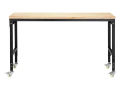 Mesa De Centro| Bancada de Oficina SucceBuy, 152,4 cm, Mesa de Trabalho com Rodízios e Altura Ajustável, Capacidade de Carga 907,2 kg, em Carvalho para Escritório, Casa Multicor