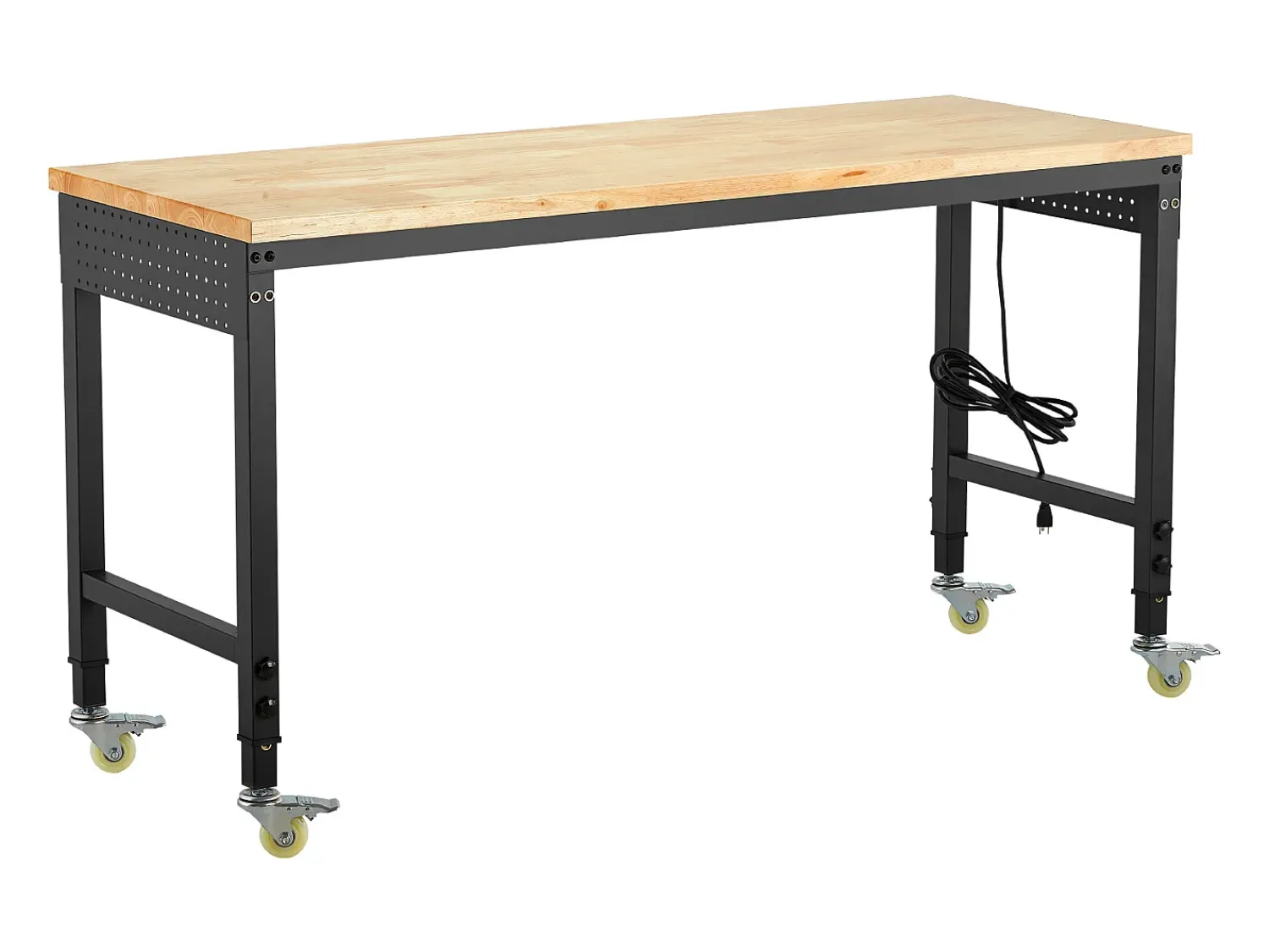 Mesa De Centro| Bancada de Oficina SucceBuy, 152,4 cm, Mesa de Trabalho com Rodízios e Altura Ajustável, Capacidade de Carga 907,2 kg, em Carvalho para Escritório, Casa Multicor
