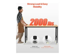 Mesa De Centro| Bancada de Oficina SucceBuy, 152,4 cm, Mesa de Trabalho com Rodízios e Altura Ajustável, Capacidade de Carga 907,2 kg, em Carvalho para Escritório, Casa Multicor