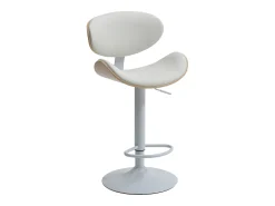 Banco|Vente-unique Banco alto em pele sintética, altura regulável, cor natural claro e branco - MONTENEGRO Natural claro / Branco