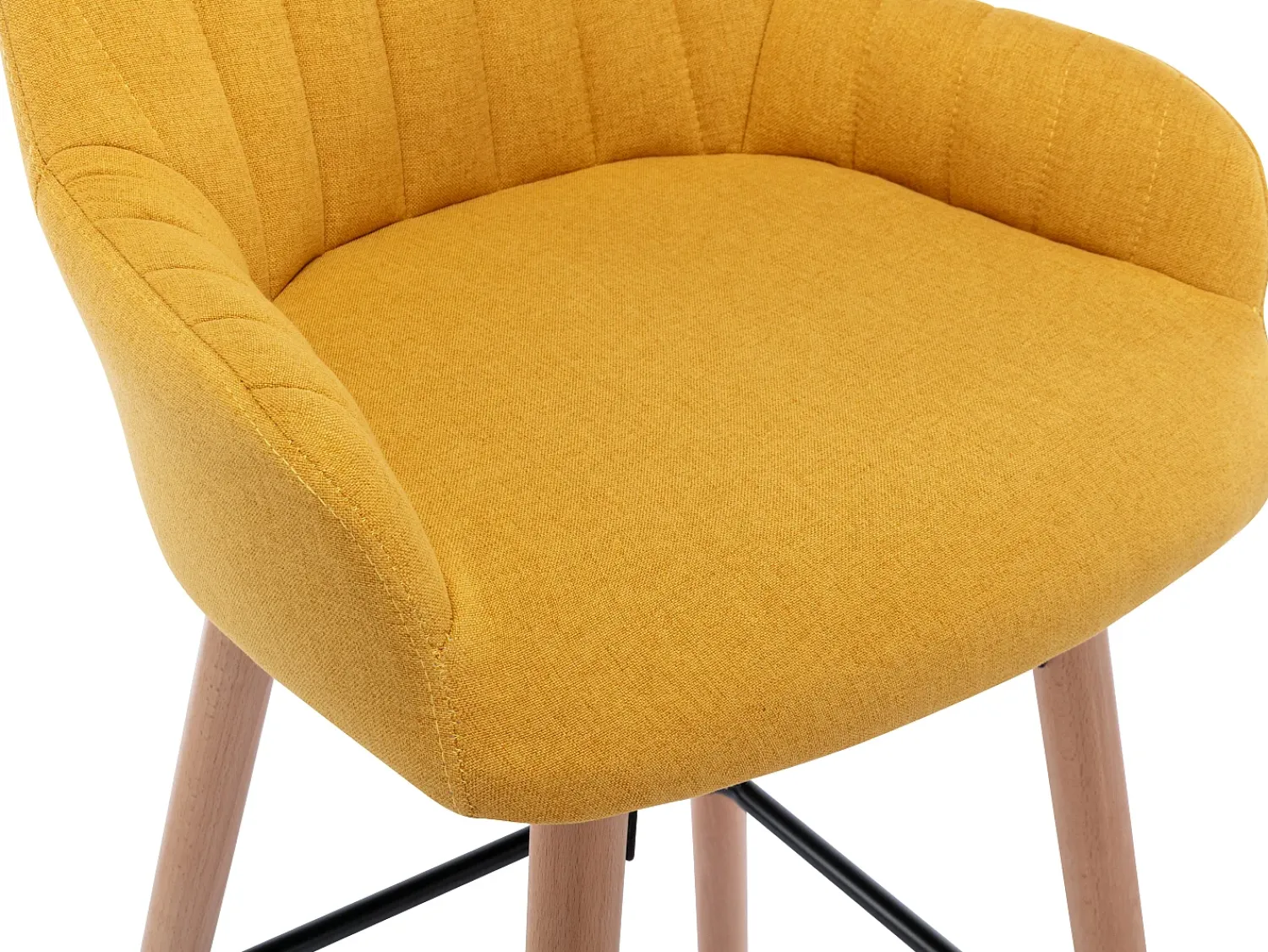 Banco*Vente-unique Banco alto em tecido e pés em madeira de faia - Amarelo - ELEANA Amarelo mostarda