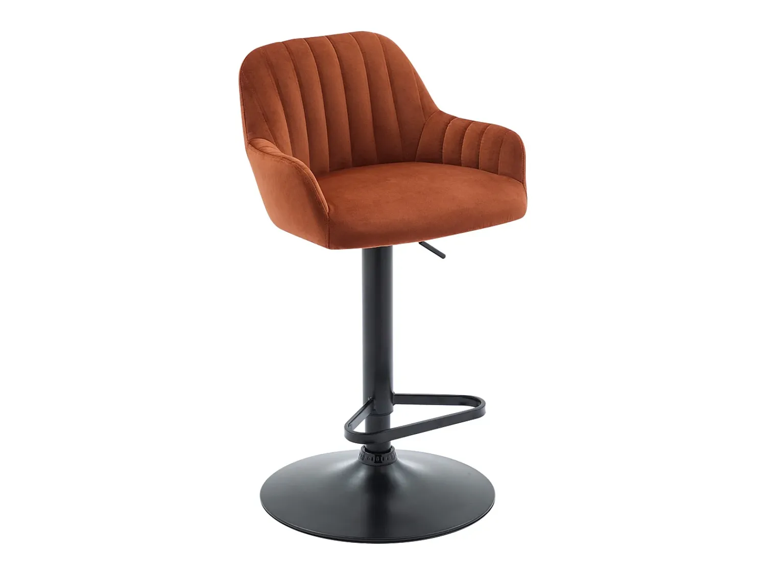 Discount Vente-unique Banco alto em veludo e metal preto, altura ajustável, - ELEANA Terracota