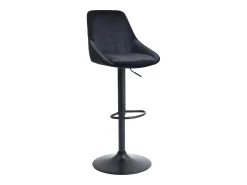 Clearance Vente-unique Banco alto em veludo e metal, altura regulável, - MASURIE Preto