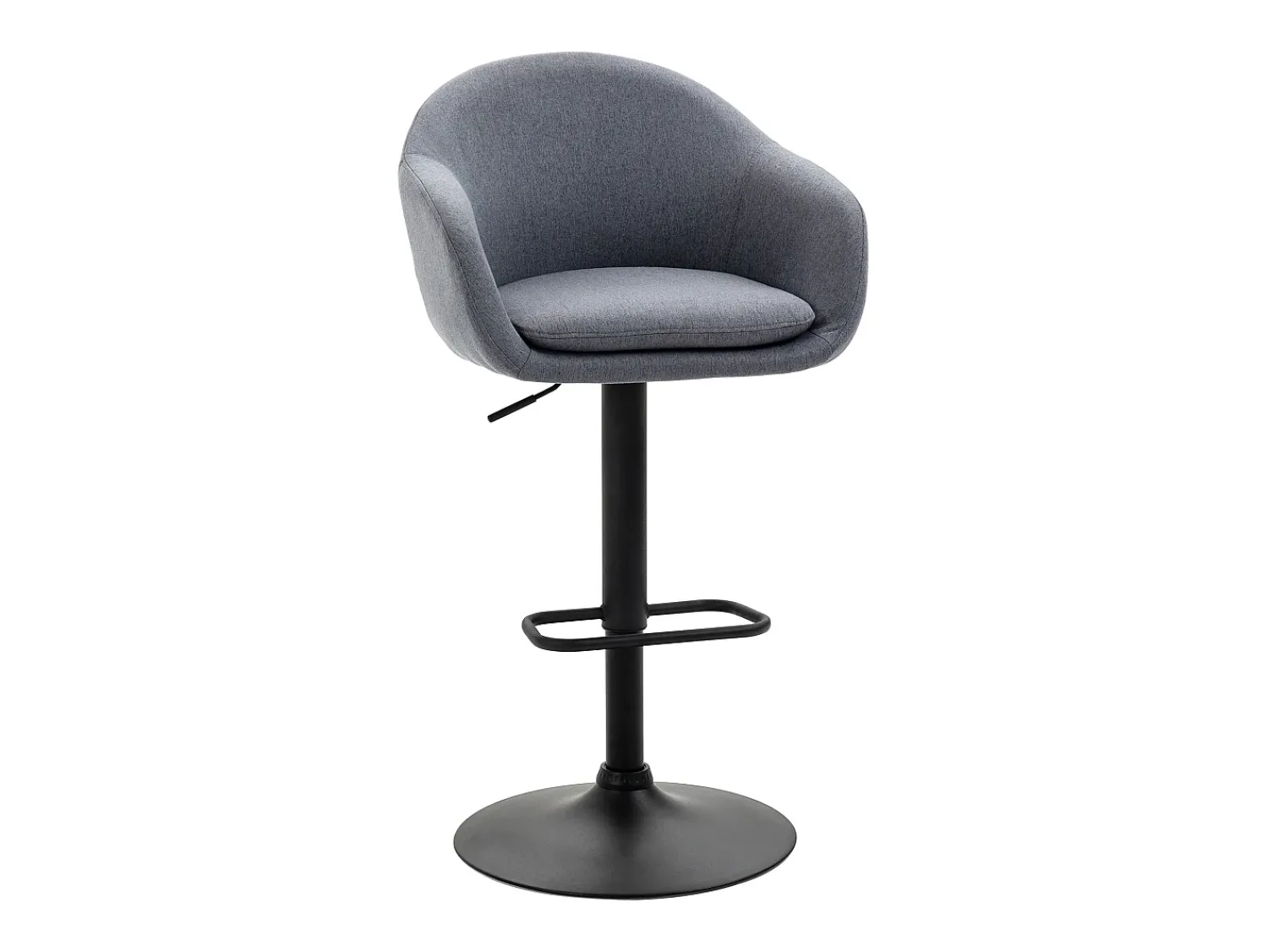 Banco| Banco alto, regulável em altura, com encosto e apoio para os pés, efeito linho, 112 cm de altura, cinza Cinzento