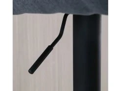 Banco| Banco alto, regulável em altura, com encosto e apoio para os pés, efeito linho, 112 cm de altura, cinza Cinzento