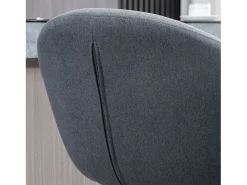 Banco| Banco alto, regulável em altura, com encosto e apoio para os pés, efeito linho, 112 cm de altura, cinza Cinzento