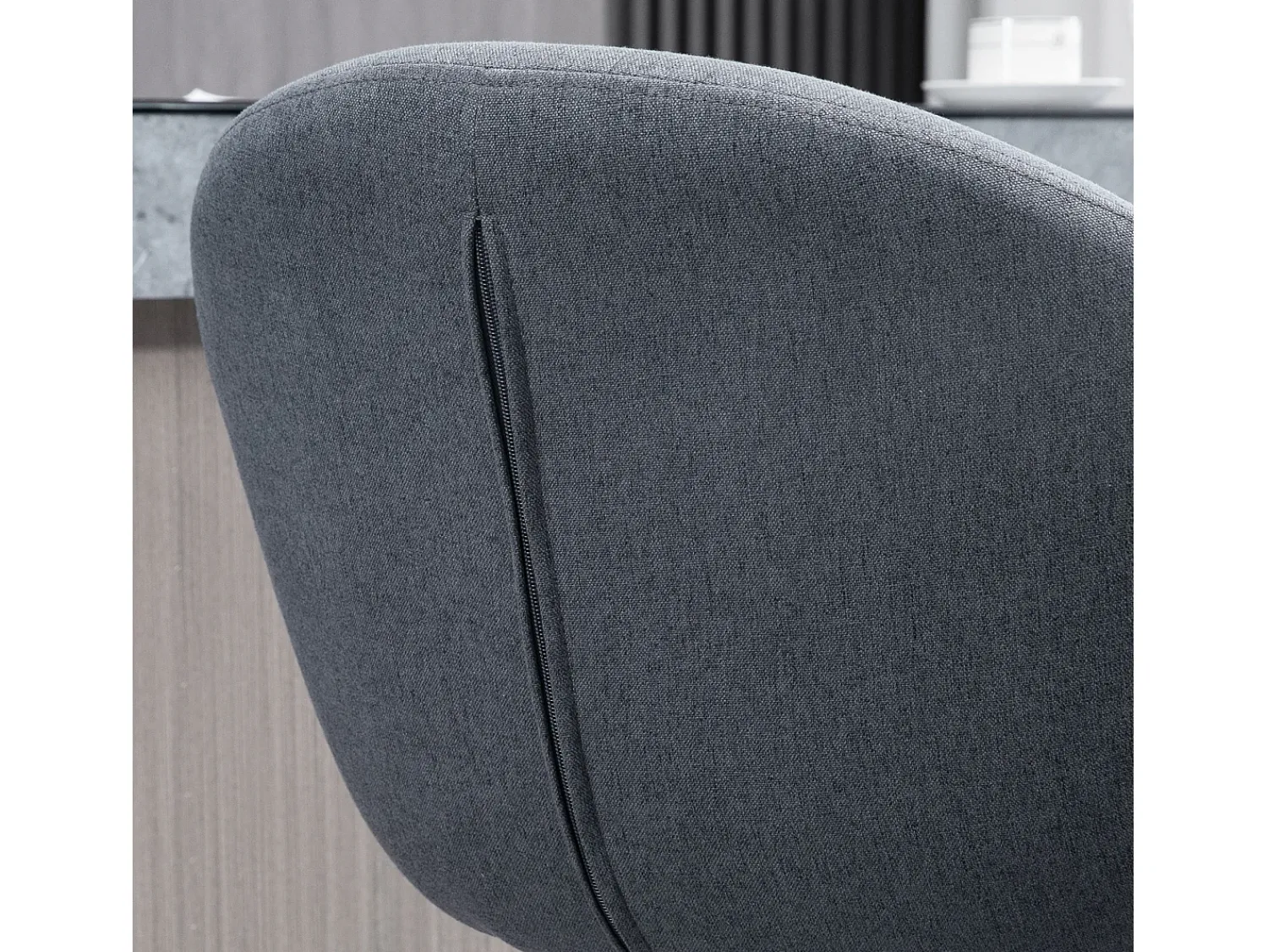 Banco| Banco alto, regulável em altura, com encosto e apoio para os pés, efeito linho, 112 cm de altura, cinza Cinzento