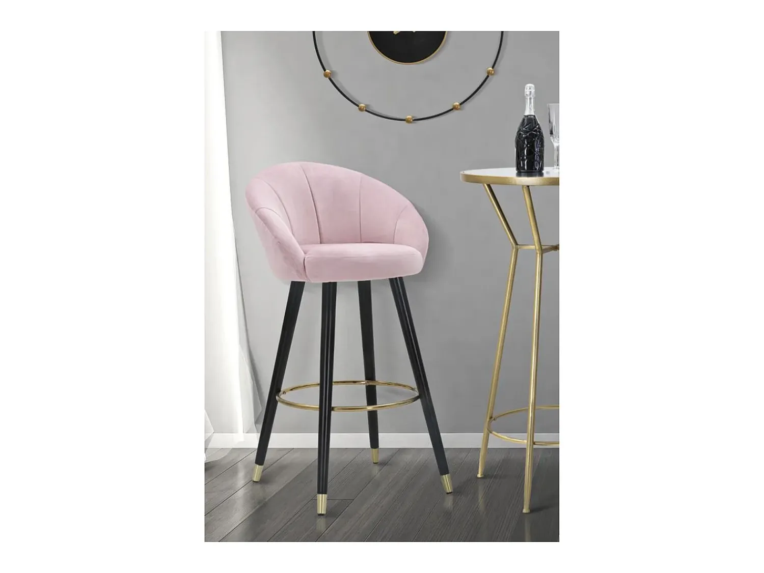 Banco* Banco Alto VKH431, Cor-de-rosa, 55x56x104 cm, Kendra Home Rosa claro