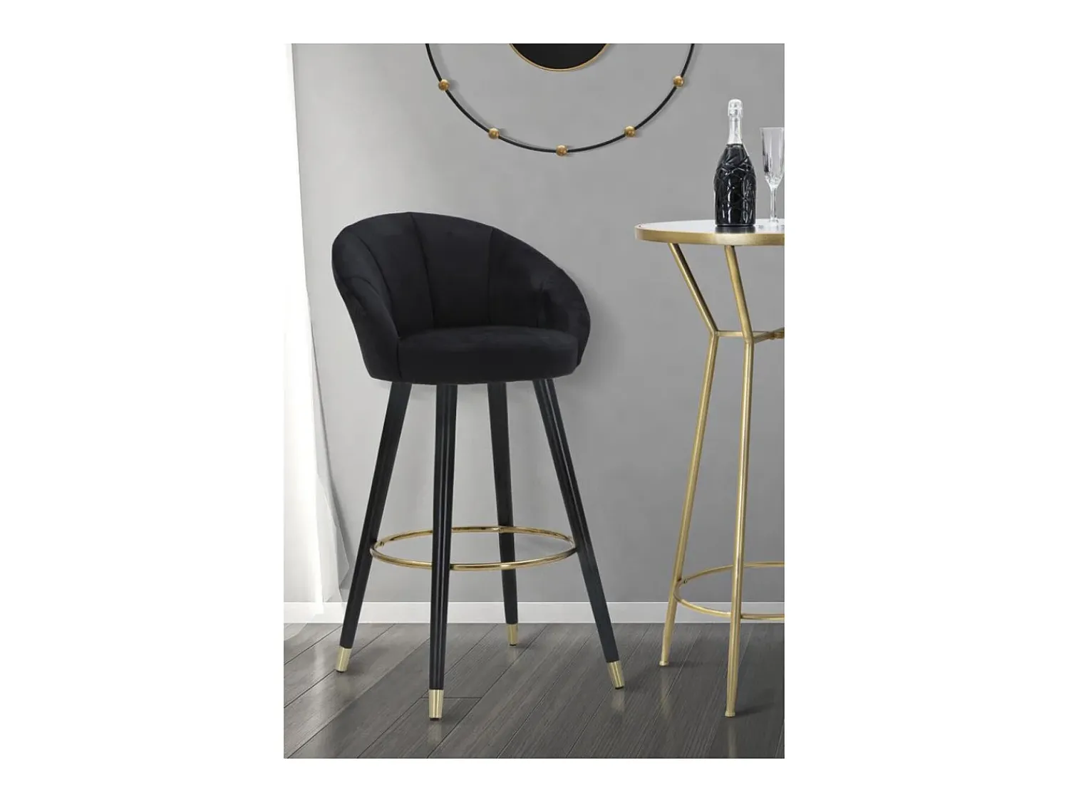 Outlet Banco Alto VKH430, , 55x56x104 cm, Kendra Home Preto