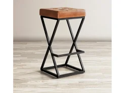 Clearance Banco alto 38x74x38 cm castanho Avola AV1730-192S Preto / Castanho