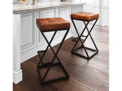 Clearance Banco alto 38x74x38 cm castanho Avola AV1730-192S Preto / Castanho