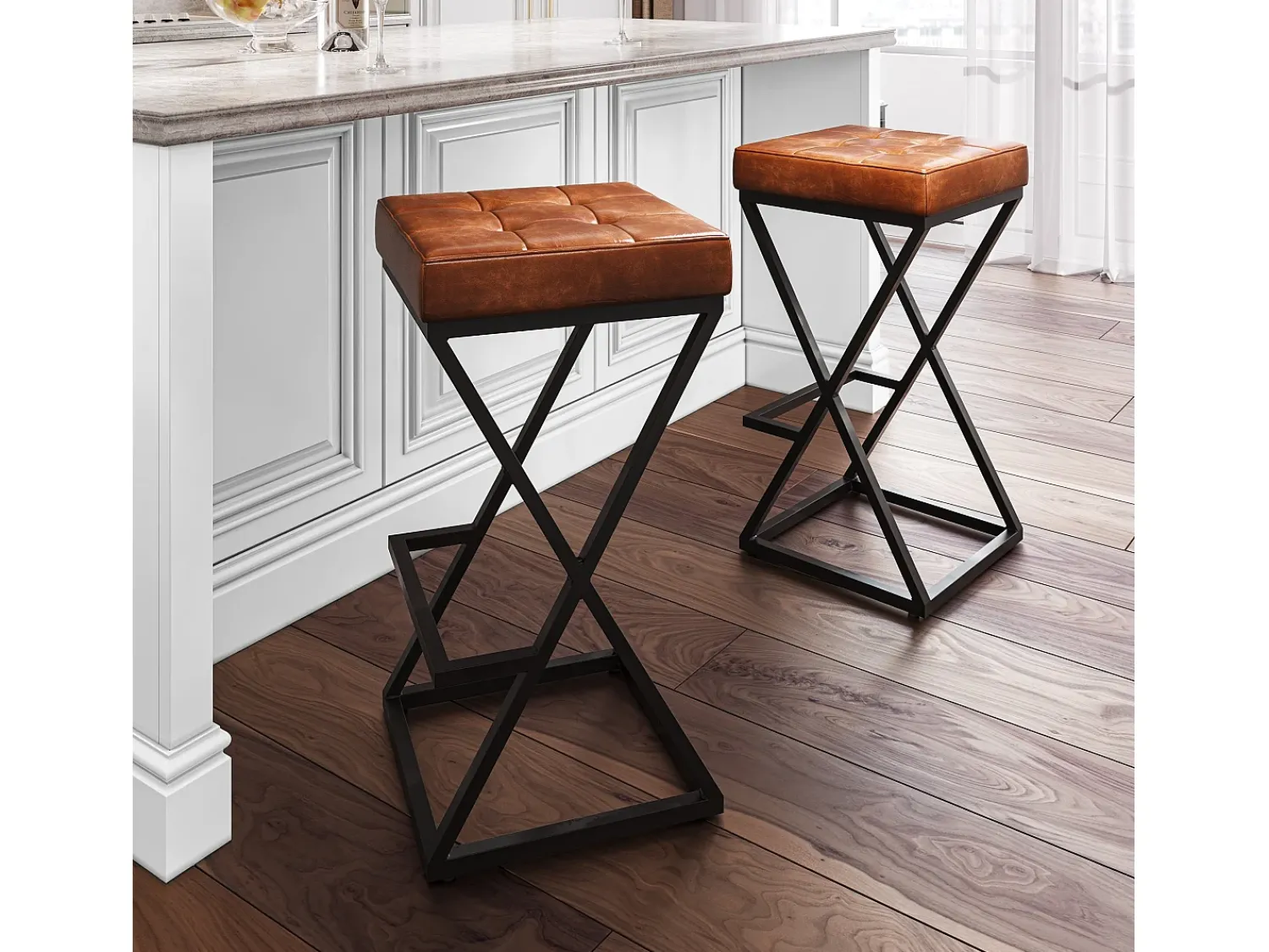 Clearance Banco alto 38x74x38 cm castanho Avola AV1730-192S Preto / Castanho