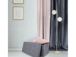 Best The Home Deco Factory Banco Baú Estofado Dobrável Veludo Cinza Escuro 76cm Cinzento