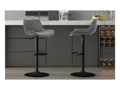 Discount Meublorama Banco de bar estilo vintage na cor cinza. Coleção ZENA Cinzento