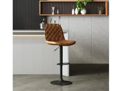 Banco|Meublorama Banco de bar estilo vintage na cor conhaque. Coleção HOLLA. Castanho