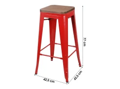 New Meublorama Banco de bar estilo vintage em metal, cor vermelha - dimensões 43x43xH77cm Vermelho