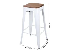 Sale Meublorama Banco de bar estilo vintage em metal, cor branca fosca - dimensões 43x43xH77cm Branco