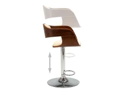 Hot Banco de bar madeira curvada e couro artificial cor PT620462 Creme