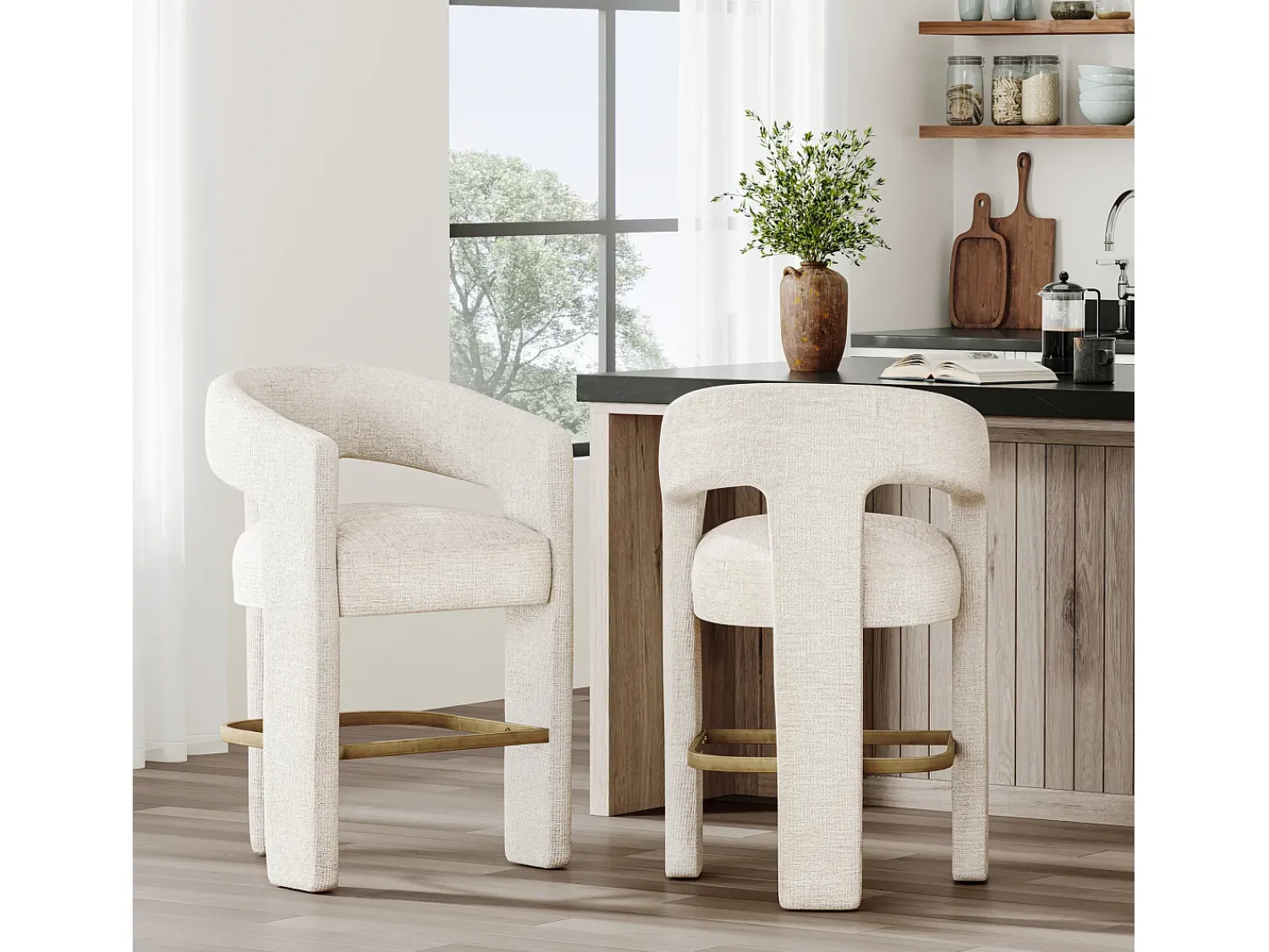 Online Banco de bar 61x89x57 cm Leith LET71HN Bege