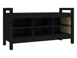 Móvel De Arrumação|Sapateira* Banco de corredor 110x40x60 cm madeira de pinho maciça PT809290 Preto