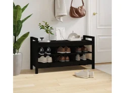 Móvel De Arrumação|Sapateira* Banco de corredor 110x40x60 cm madeira de pinho maciça PT809290 Preto