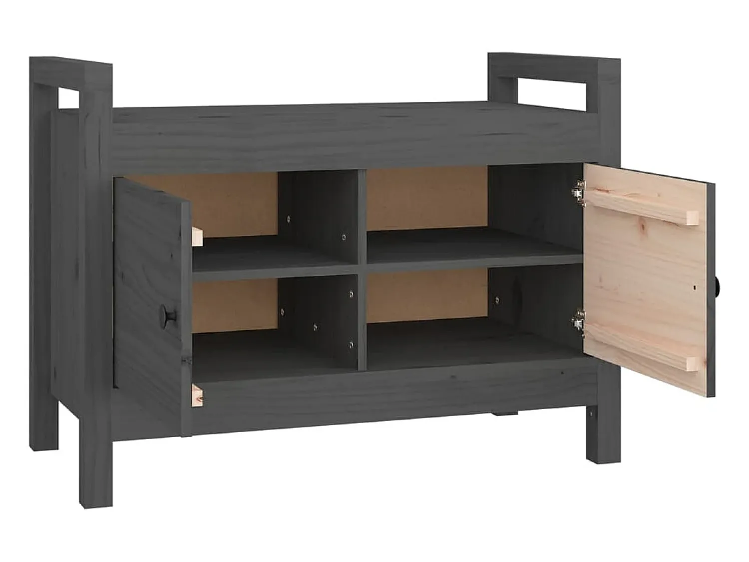 Móvel De Arrumação|Sapateira|vidaxl Banco de corredor 80x40x60 cm madeira de pinho maciça Cinzento