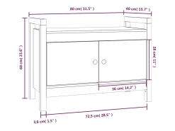 vidaxl Banco de corredor 80x40x60 cm madeira de pinho maciça^ Móvel De Arrumação|Sapateira
