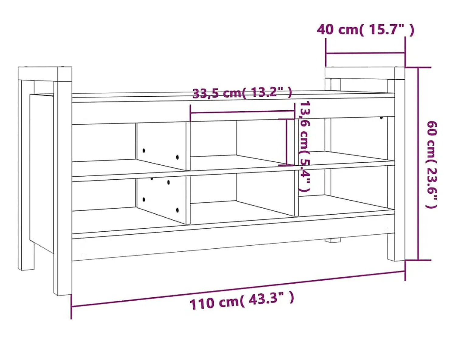 Móvel De Arrumação|Sapateira*vidaxl Banco de corredor 110x40x60 cm madeira de pinho maciça Castanho